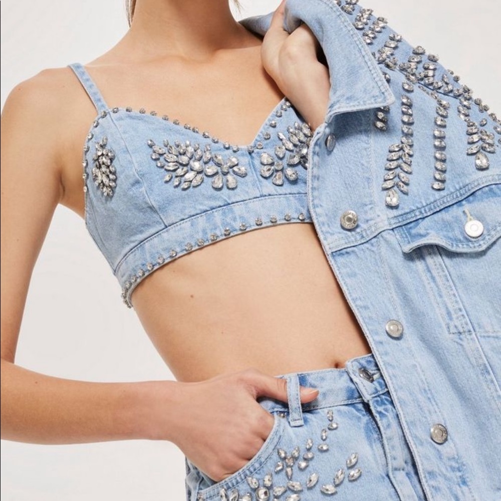 topshop crystal denim set